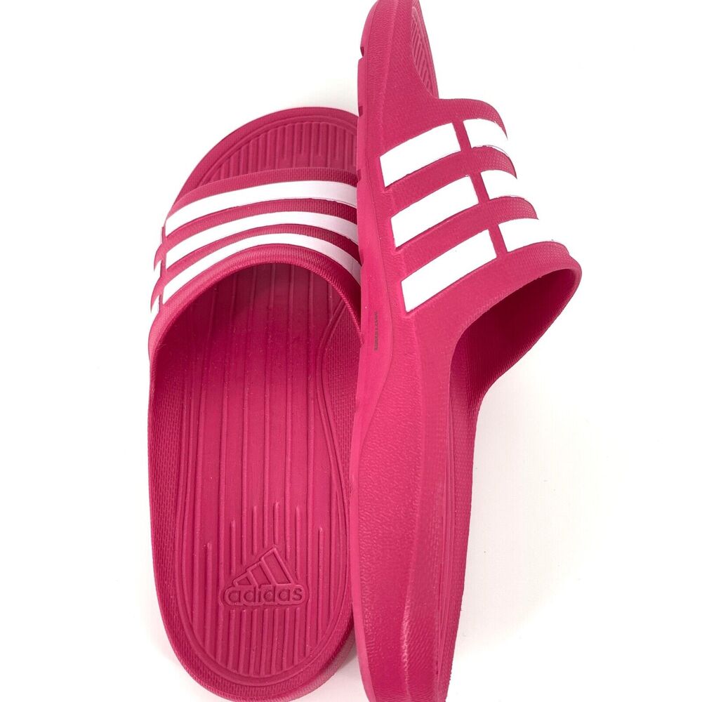 Adidas Adilette Slides Slip-on Youth Size 5 Pink White - Picture 4 of 8